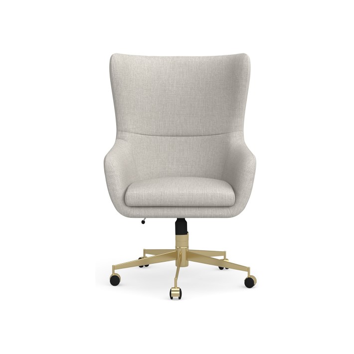 Jordan Swivel Desk Chair in Ivory Fabric