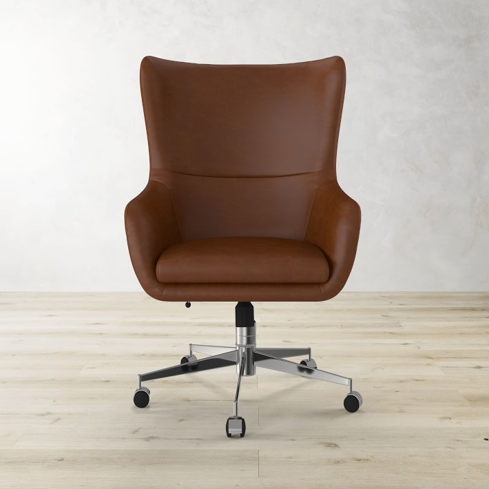 Jordan Swivel Desk Chair in Ivory Fabric