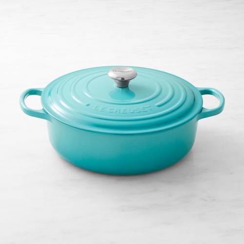 Le Creuset Signature Enameled Cast Iron Round Wide Dutch Oven, 6 3/4-Qt., Caribbean