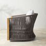 Pasadena Outdoor Teak and Brown Rope Swivel Chair