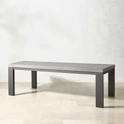 Larnaca Outdoor Slate Grey Metal Fiberstone Dining Table (96&quot;-108&quot;)