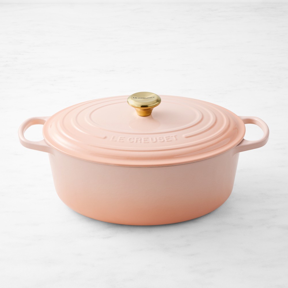 Le Creuset Signature Enameled Cast Iron Oval Dutch Oven— Peche color