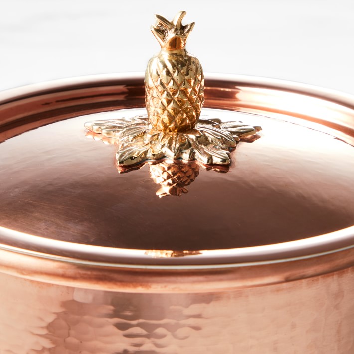 Ruffoni Historia Hammered Copper Stock Pot with Pineapple