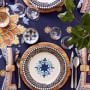 Sicily Ceramic Dinner Plates, Blue Rim