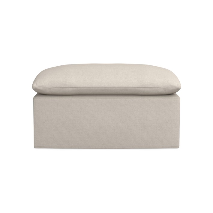 Laguna Classic S/C Ottoman, Down Cushion, Perennials Performance Basketweave, Natural, Ebony Leg