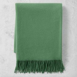 European Solid Cashmere Throw, 51" X 65", Evergreen