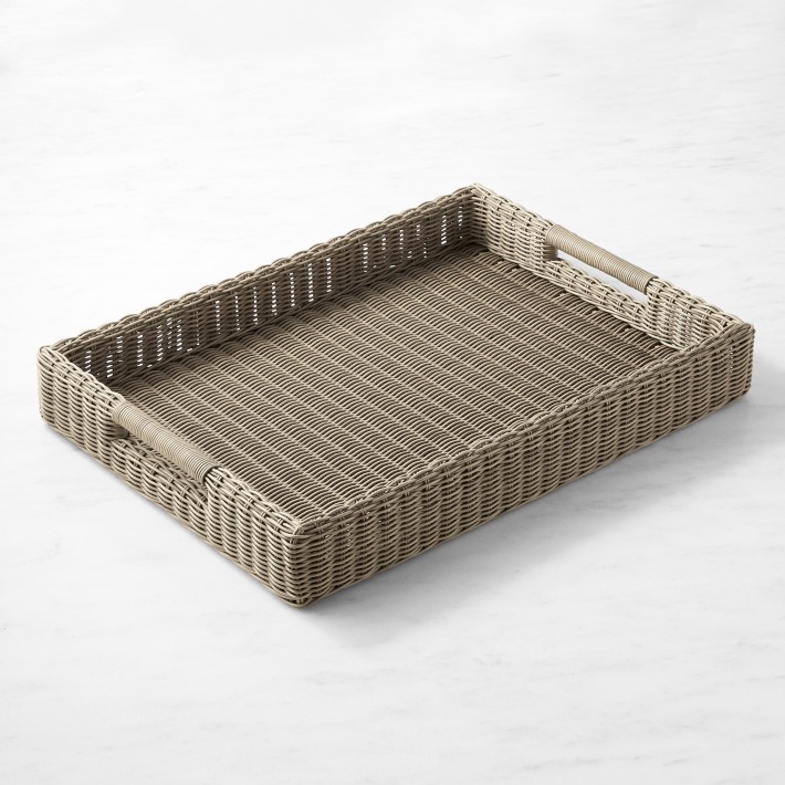 Larnaca All Weather Wicker Tray, Rectangular, 25" X 18"