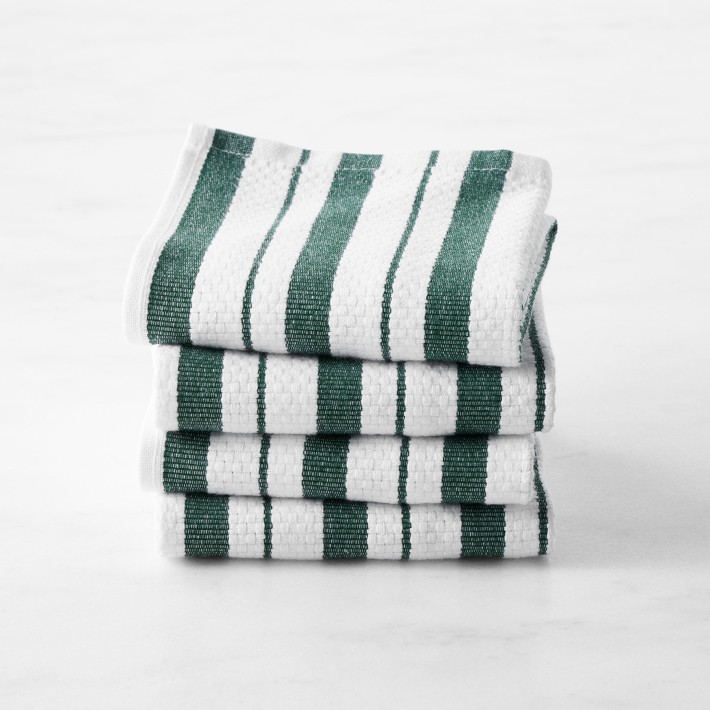 Williams Sonoma Classic Stripe Dishcloths, Set of 4, Dark Green