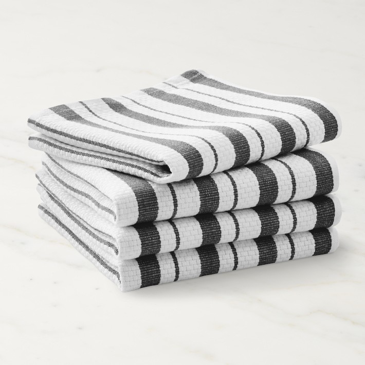 Williams Sonoma Classic Striped Dishcloths, Set of 4 - Jet Black