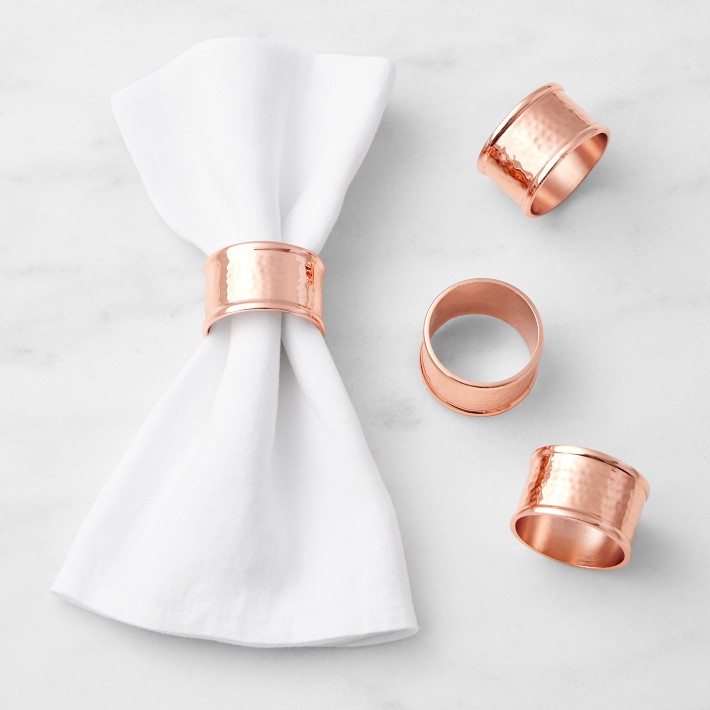 Hammered Copper Napkin Rings, Set of 4