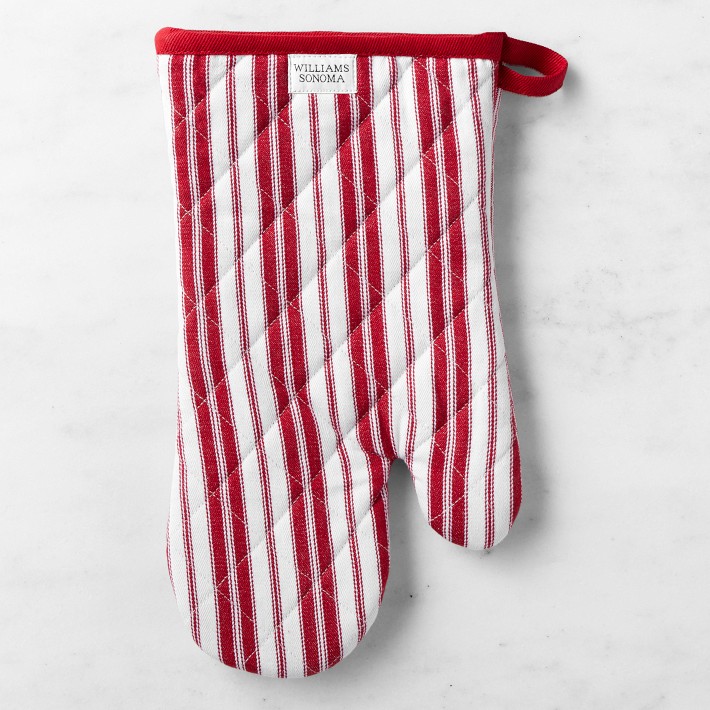 Williams Sonoma Heritage Stripe Oven Mitt - Claret Red