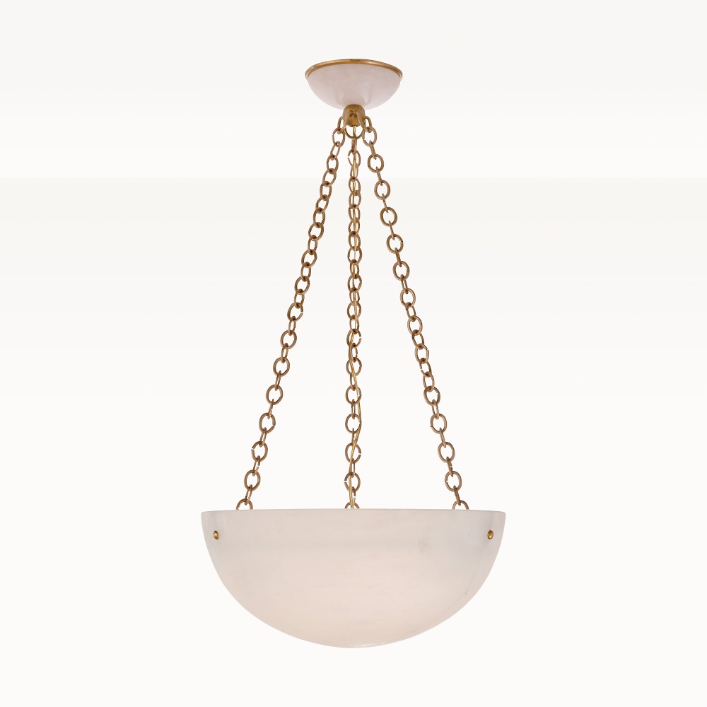 O'Connor Chandelier, Hand-Rubbed Antique Brass, Alabaster