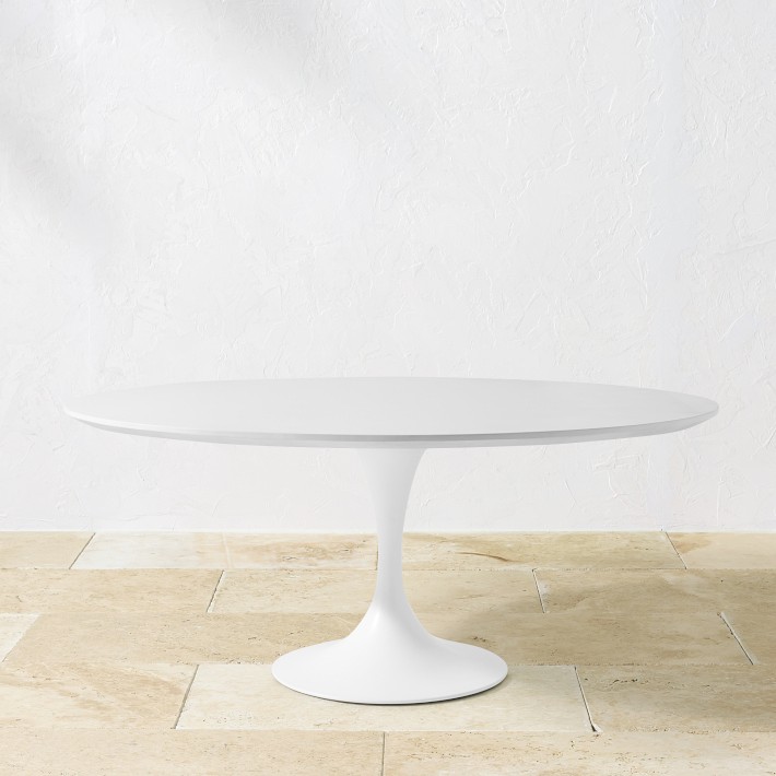 Tulip Outdoor Concrete Oval Dining Table, White (70&quot;)