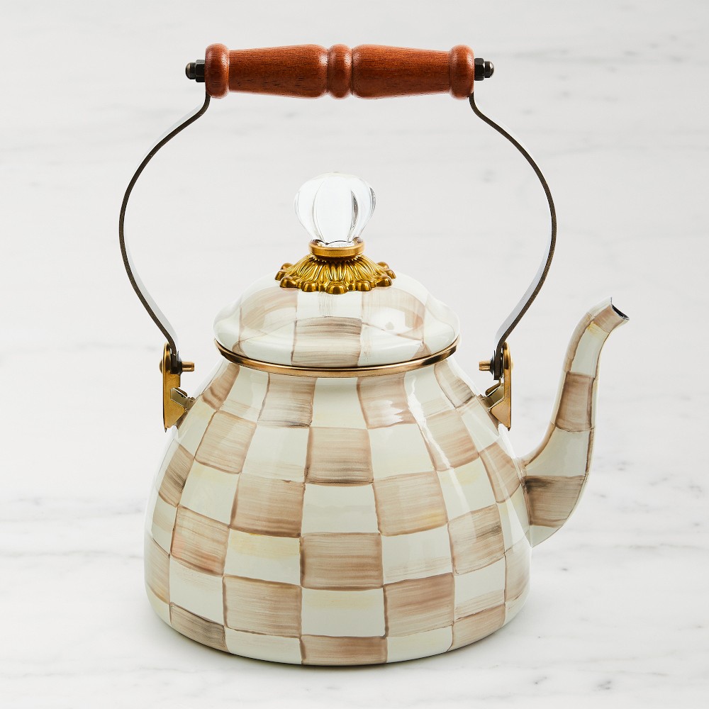 MacKenzie-Childs Mocha Check Tea Kettle, 2-Qt.