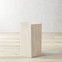 Marina Travertine Fluted Side Table (16&quot;)