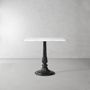 Cosmo Fluted Resturant Table, 32" Rectangular, Carrara Marble, Cast Iron Base