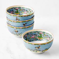 Famille Rose Cereal Bowls, Set of 4, Blue
