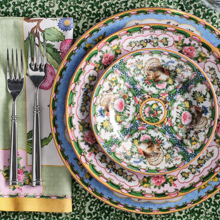 Famille Rose Turkey Appetizer Plates, Set of 4