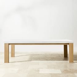Larnaca Outdoor Teak Fiberstone Dining Table (96&quot;-108&quot;)