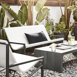 Larnaca Outdoor Slate Grey Metal Coffee Table (48&quot;-63&quot;)