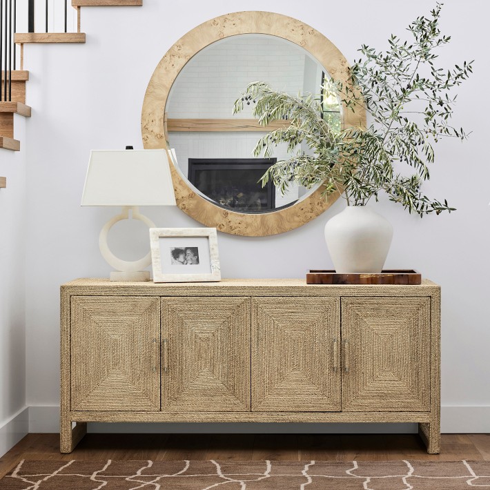 Burl Wood Round Wall Mirror