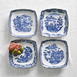 Marlo Thomas x Williams Sonoma Blue Scenic Appetizer Plates, Set of 4