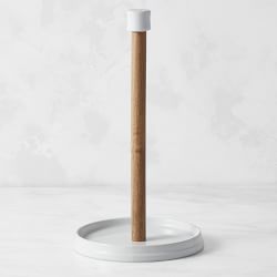 Williams Sonoma Pantry Paper Towel Holder, Porcelain and Wood
