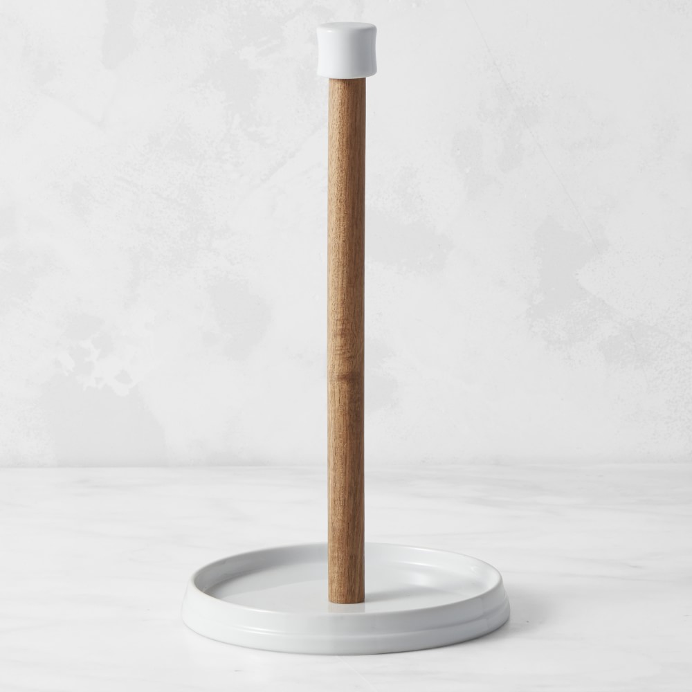 Williams Sonoma Pantry Paper Towel Holder, Porcelain and Wood
