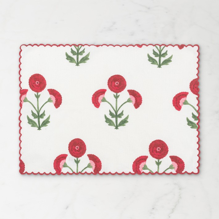 Matouk Schumacher Gisele Placemats, Set of 4, Scarlet