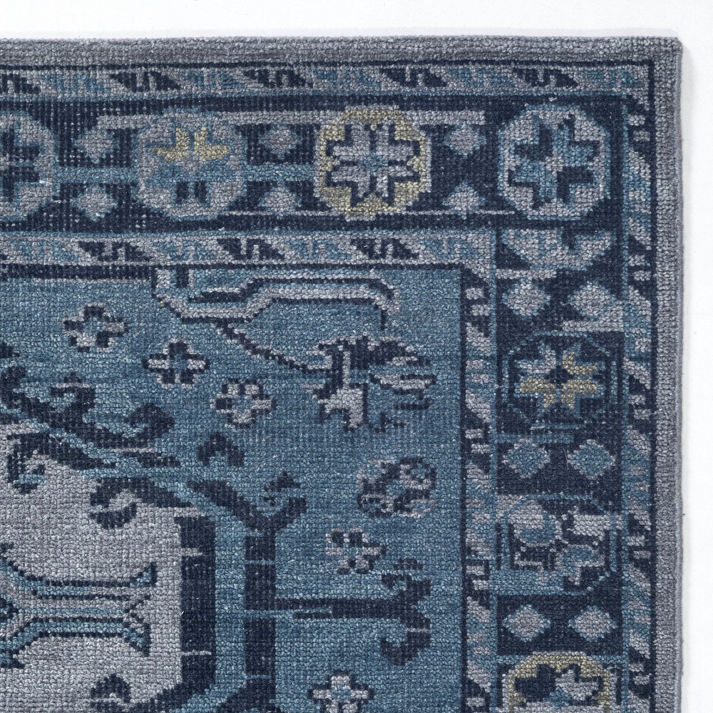 Anatolia Overdyed Hand Knotted Rug Swatch, 18" X 18", Blue