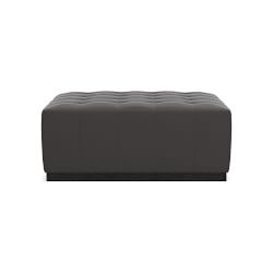 Cambria Square Ottoman, Standard Cushion, Signature Velvet, Grey Cloud, Bronze