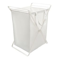 OPEN BOX: Yamazaki Home Laundry Hamper with Cotton Liner, Large, White