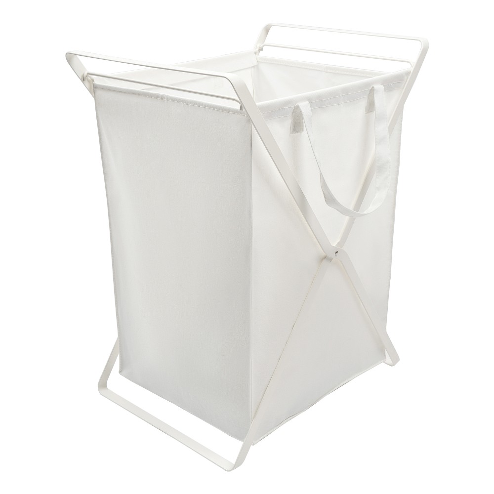 OPEN BOX: Yamazaki Home Laundry Hamper with Cotton Liner, Large, White