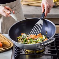 GreenPan&#8482; Premiere Stainless-Steel Ceramic Nonstick Covered Wok with Helper Handle, 12&quot;