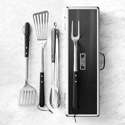 Williams Sonoma Black-Handled 4-Piece BBQ Tool Set with Storage Case
