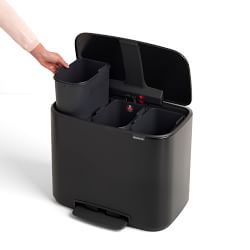 Brabantia Bo Step On Multi Compartment Recycling Trash Can, 3 x 3 Gallon 