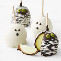 Halloween Mummies & Ghosts Caramel Apples, Set of 4, Immediate Delivery