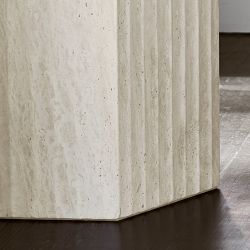 Marina Travertine Fluted Side Table (16&quot;)