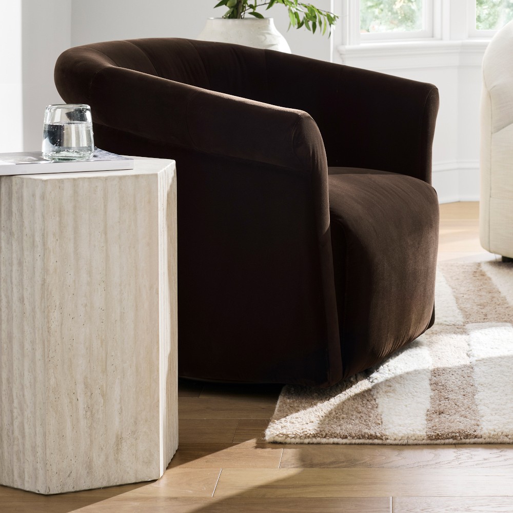 Marina Travertine Fluted Side Table (16&quot;)