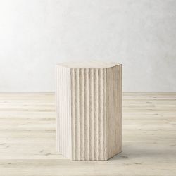 Marina Travertine Fluted Side Table (16&quot;)