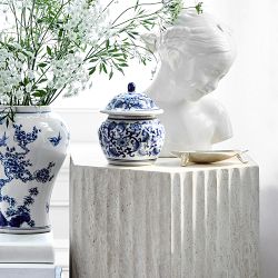 Marina Travertine Fluted Side Table (16&quot;)