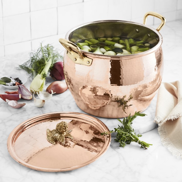 Ruffoni Historia Hammered Copper Stock Pot with Artichoke