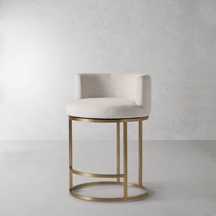 Verona Swivel Bar Stool Standard Milano Distressed Leather Brown Chestnut Antique Brass Williams Sonoma