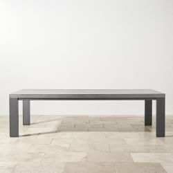 Larnaca Outdoor Slate Grey Metal Fiberstone Dining Table (96&quot;-108&quot;)