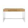 Rosewood Desk, 48, Acrylic, Polished Nickel, Light Burled Wood
