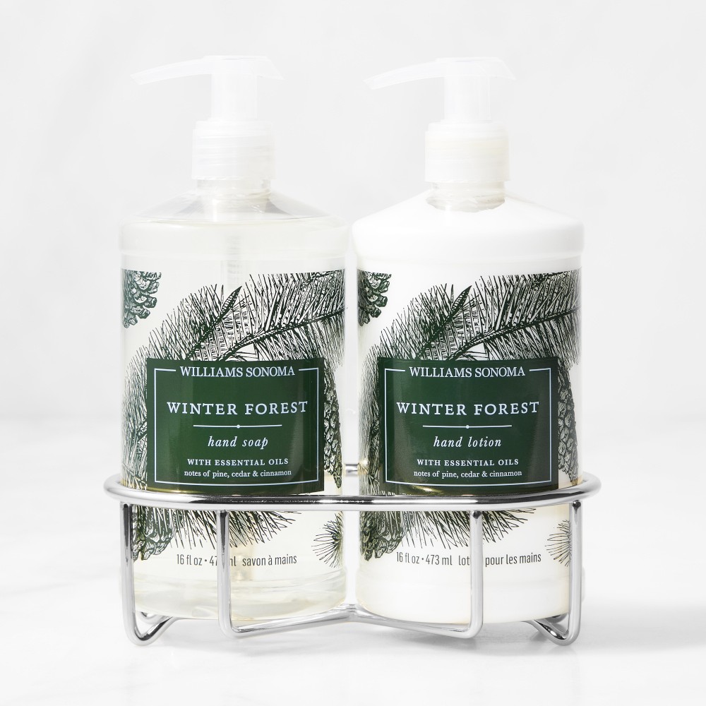 Williams Sonoma Winter Forest Hand Soap and Hand Lotion 3-Piece Set, Classic, Stainless
