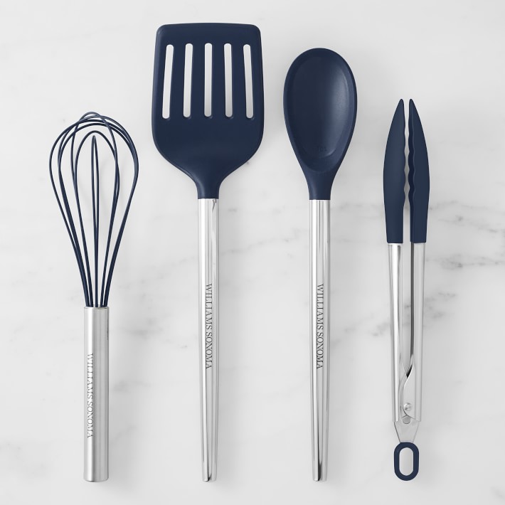 Williams Sonoma Stainless-Steel Silicone Utensil Set of 4, Navy
