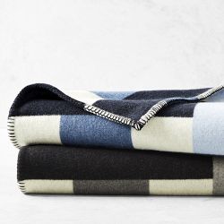 Lesina Merino Wool Throw, Navy
