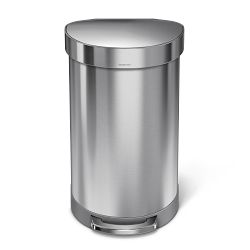 simplehuman&#8482; 45 Liter Semi-Round Kitchen Step Trash Can