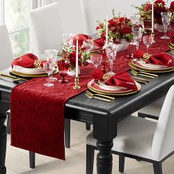 Quilted Red Velvet Table Runner